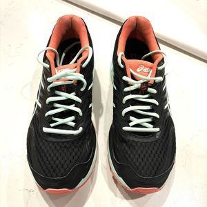 Asics GT-2000 5 Women's Size 10.5 Black Coral Turquoise Running Shoes T758N EUC